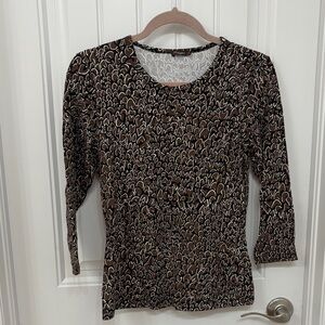 J. McLaughlin Brown and Black Patterned Blouse